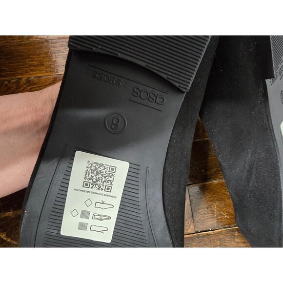 ASOS Design Lucky Pointed Ballet Falts in Black Suedette sz US 8 - Picture 9 of 10